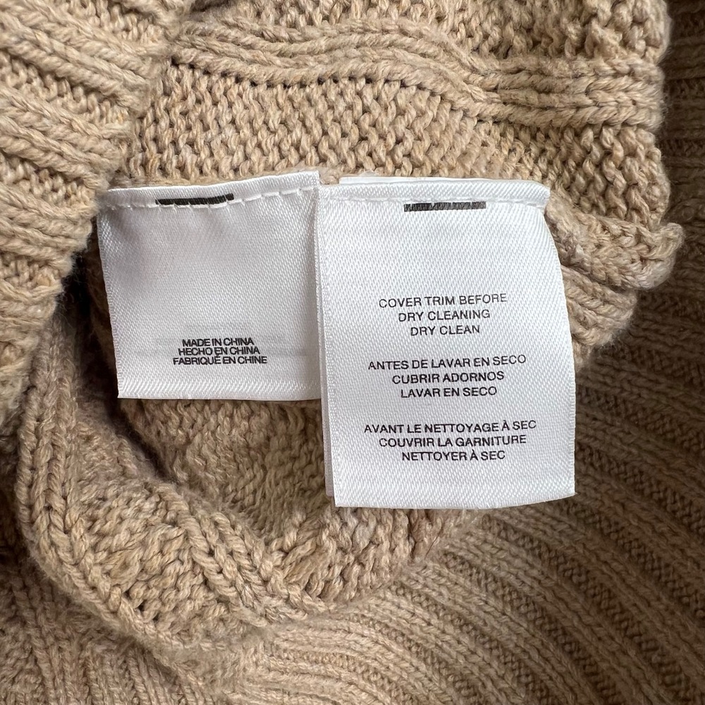 Anne Klein Cardigan Grandma XXL Cable Rhinestone Beige Oversized Sweater Cozy - Picture 6 of 10